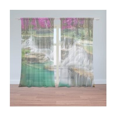 Sablio Záclony Černobílý vodopád: 2ks 150x250cm – Hledejceny.cz