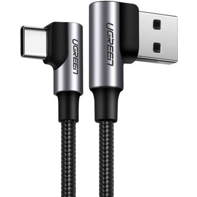 Ugreen US176 USB na USB-C, úhlový 3A, 0,5m, černý