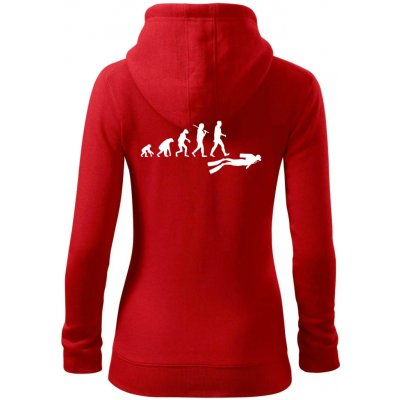 Evoluce potápění dámská mikina trendy zipper s kapucí Červená – Zboží Dáma