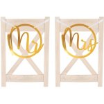 Amscan Dekorace na židle Mr a Mrs papírová, zlatá 28 x 30 cm – Zboží Mobilmania