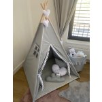 Spielwerk Dětský stan Teepee šedo-modrý 160x120x120cm 109525 – Zboží Dáma
