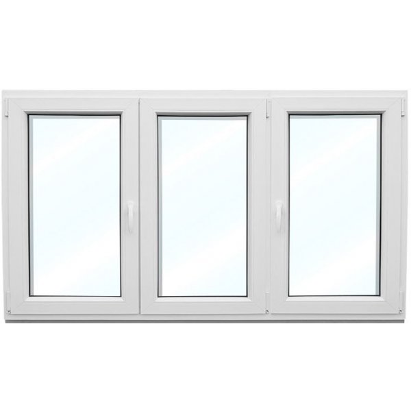 okno SkladOken.cz Okno trojkřídlé se štulpem a sloupkem 238x154 cm bílé