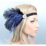B-TOP Čelenka do vlasů s kamínky a peřím ve Vintage stylu - černá/modrá – Hledejceny.cz