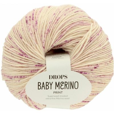 Drops Baby Merino PRINT 104 krémově fialová – Hledejceny.cz