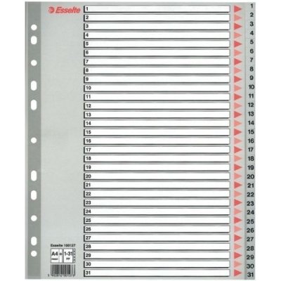 Esselte Polypropylenový rozlišovač Maxi A4, šedý, 1-31, 31 listů – Hledejceny.cz