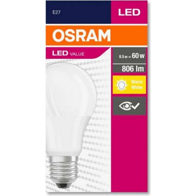 LEDVANCE LED E27 9,5W 2700K 806lm VALUE A60-klasik matná – Hledejceny.cz