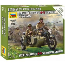 Zvezda figurky Soviet M 72 Sidecar Motorcycle w/Crew ZV 6277 1:72