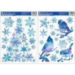Anděl fólie 214 ptáčci s vločkami a stromek z vloček modrý s glitry 37x29 cm – Hledejceny.cz
