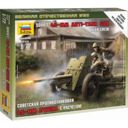 ZVEZDA Wargames (WWII) figurky 6112 - Soviet Gun 45mm (1:72)