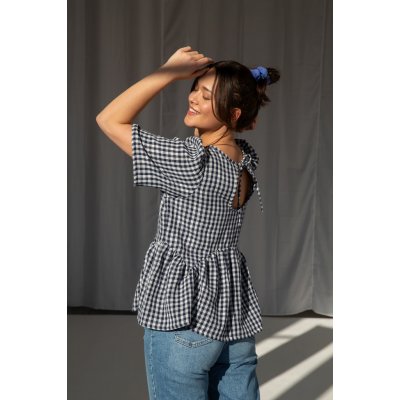 Oneday betty halenka kostkovaná modrá – Zboží Mobilmania