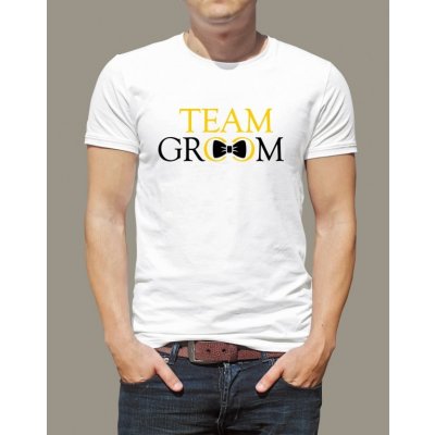Svatební tričko na rozlučku - pánské bílé - team groom - Velikost: L – Zboží Mobilmania
