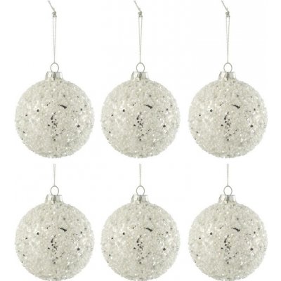 Set šesti stříbrných skleněných vánočních ozdob J-Line Kit 9 cm – Hledejceny.cz