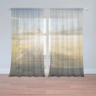 Sablio Záclony Křídlo letadla nad mraky: 2ks 150x250cm – Hledejceny.cz