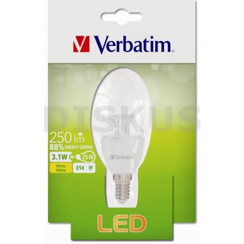 Verbatim LED žárovka E14 3,1W 250lm 25W typ B čirá teplá bílá