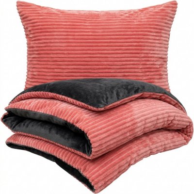 4Home Povlečení mikroflanel Stripe růžová 140x200 70x90 – Sleviste.cz