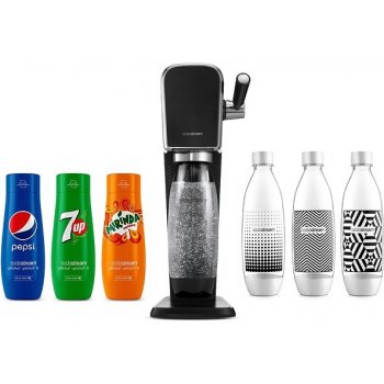 SodaStream Art Black + Sirup Pepsi 440 ml + Sirup Mirinda 440 ml + Sirup 7UP 440 ml