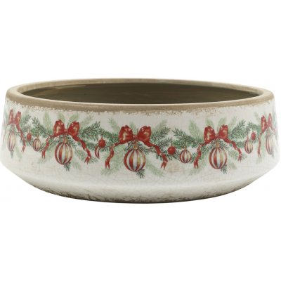 Béžová keramická mísa s vánočními ozdobami Christmas Bow & Bauble – Ø 30*10 cm - Chic Antique – Hledejceny.cz