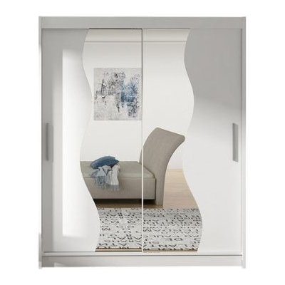 Kapol Westa S 150 cm s půleným zrcadlem a posuvnými dveřmi Matná bílá