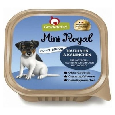 GranataPet Mini Royal Puppy/Junior Krůta & králík s bramborami pastinákem mrkví a lososovým olejem 150 g – Sleviste.cz