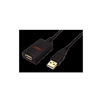 Roline 12.04.1089 USB 2.0 aktivní prodlužovací adaptér černý (black), prodlužovací, USB 2.0, 5m, USB A(M), naUSB A (F)