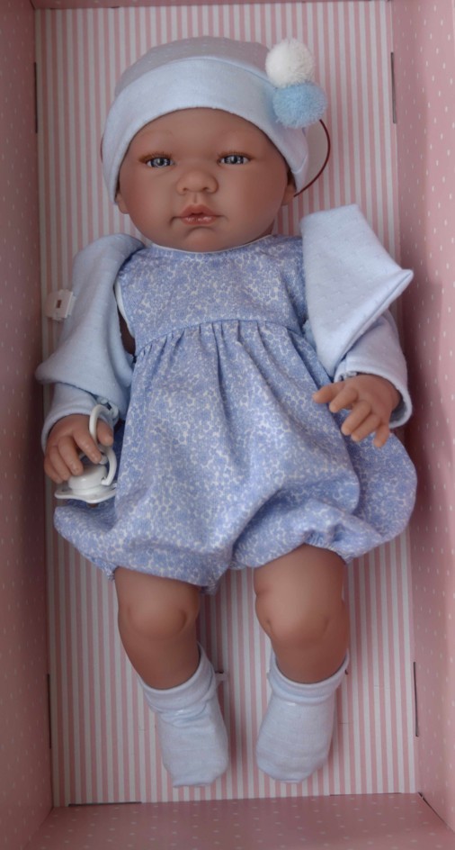 Asivil Realistické miminko Pablo v modrém overalu