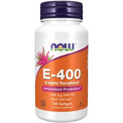 NOW FOODS Vitamin E-400, Natural d-alfa-tokoferyl, 400 IU, 100 softgel kapslí