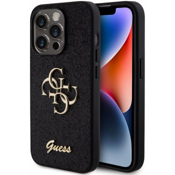 Guess Fixed Glitter 4G Metal Logo Apple iPhone 15 Pro černé