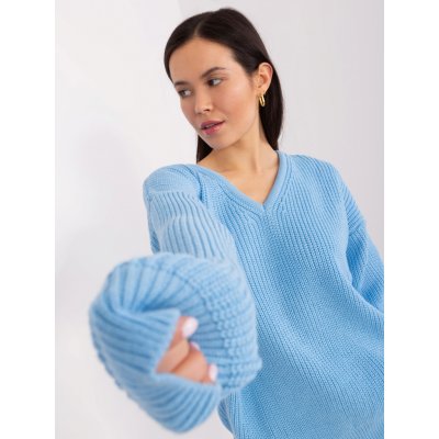 BASIC oversize svetr s výstřihem do v ba sw 8029.49p light blue – Zboží Mobilmania