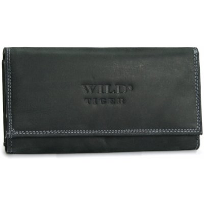 Dámská kožená peněženka Wild Tiger ZD-28-068M černá broušená kůže – Zboží Mobilmania