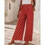 Fashionweek Vzdušné široké kalhoty v puntíky s lnem – letní must-have kousek POLKA DOT cihlově červená – Hledejceny.cz