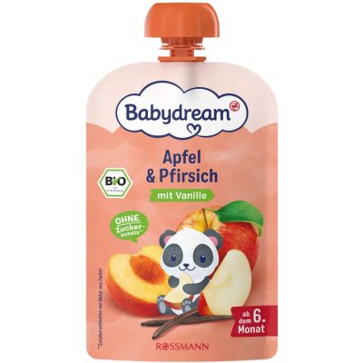 Babydream BIO ovocný příkrm Jablko, hruška a broskev 4x 100 g 400 g – Sleviste.cz