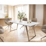 DELIFE Jídelní stůl Edge 300x100 cm keramika Laminam® Statuarettio bílá široká podnož nerezová ocel – Zboží Dáma