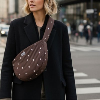 Studio Noos Puffy Cross Body Bag Brown Hearts – Zboží Mobilmania