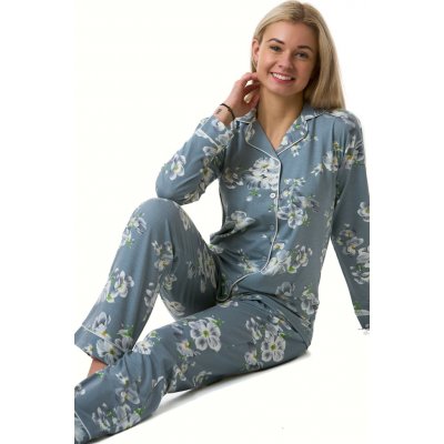 dámské měkké hřejivé šedé květiny 1B2369 šedá M – Sleviste.cz