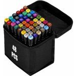 KIK KX5123_1 Oboustranné lihové fixy v pouzdře 48 + stojan – Zboží Živě