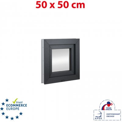 Okna Hned Plastové okno 50x50 cm antracit/bílá sklopné – Zbozi.Blesk.cz