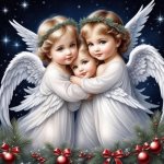 Norimpex Diamantový obrázek Tři malí andílci 30 x 40 cm 2002067 – Zbozi.Blesk.cz