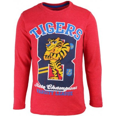 PRIMARK Červené tričko s tygrem dlouhý rukáv