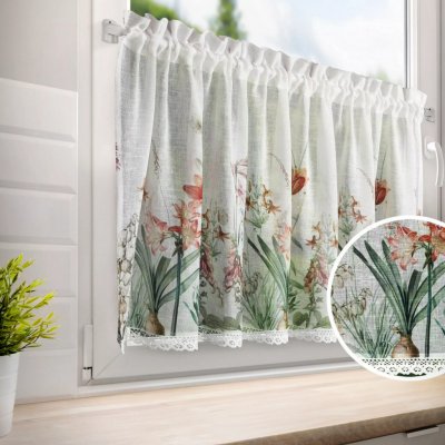 Dekorační krátká vitrážová záclona do kuchyně FLOWERS 150x60 cm MyBestHome – Hledejceny.cz