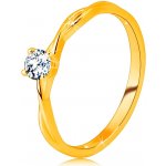 Šperky Eshop Zásnubní prsten ve žlutém zlatě broušený zirkon čiré barvy zasazený v prstenu S4GG246.58 – Sleviste.cz