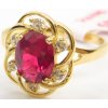 Prsteny Klenoty Budín Mohutný zlatý prsten s velkým červeným rubínem 585/2,45gr H1082