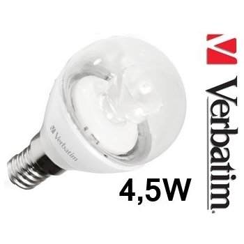 Verbatim LED žárovka LED Mini Globe 4,5W E14 2700K čirá Teplá bílá 2700K