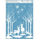Okenní folie s glitrem 50x35cm zimní stromy – Hledejceny.cz