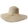 Klobouk Sluneční dámský klobouk s mašlí z provázků a perličkami béžový