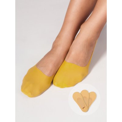 Yoclub dámské nízké ponožky s laserovým střihem 3 balení SKB-0060K-5100 Mustard