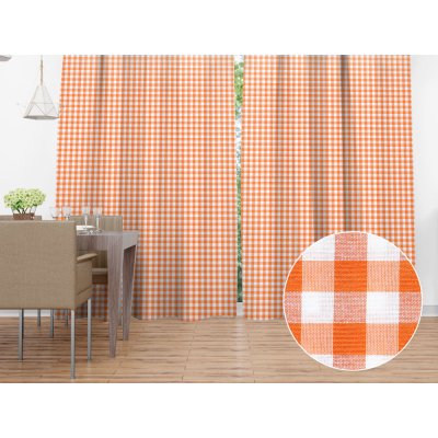 Biante Dekorační závěs Rebeka RE-005 Oranžovo-bílá kostka střední 130x180 cm – Hledejceny.cz