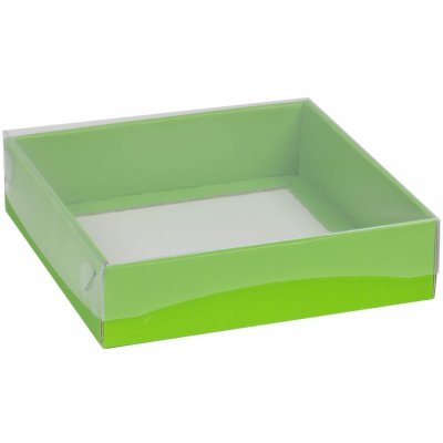Dárková krabička s průhledným víkem 200x200x50/35 mm, zelená – Zboží Mobilmania