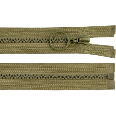 Zip kostěný dělitelný No 3 - s kroužkem barva 263 zelená khaki délka 50 cm – Hledejceny.cz