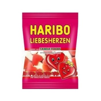 Haribo Liebesherzen želé cukrovinky s ovocnou příchutí s pěnovým cukrem 100 g