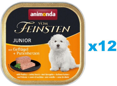 Animonda Vom Feinsten Junior Dog drůbeží a krůtí srdce 12 x 150 g